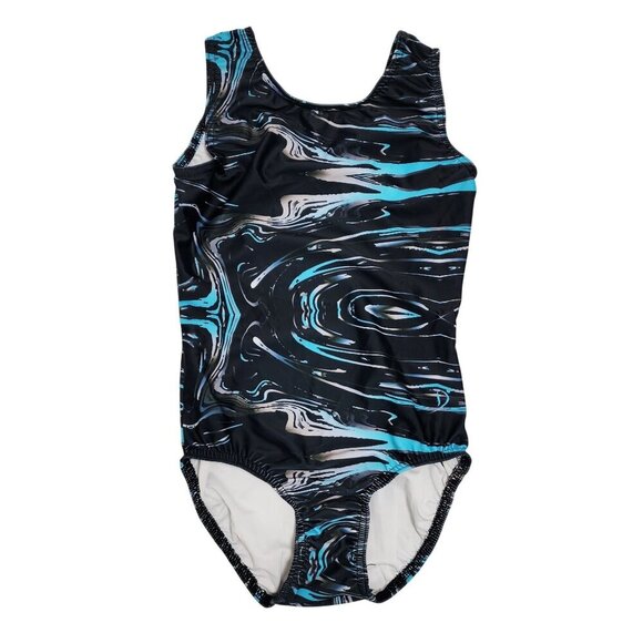 Girls Tank Swimsuit & Shorts Set Youth Size 8 Blue/Black - Picture 5 of 6